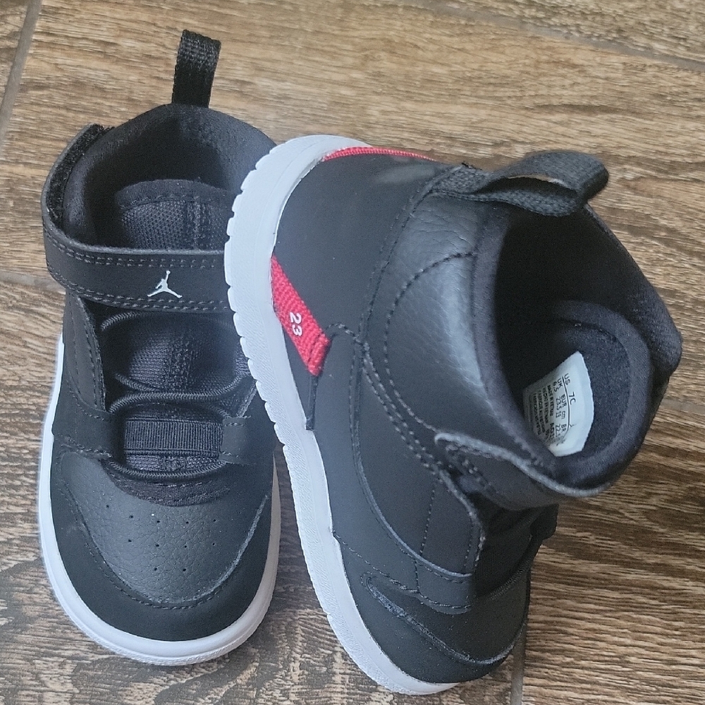 Jordan Kids Black and Red High-Top Sneakers